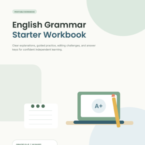 English Grammar Starter Workbook cover for grades 6-8